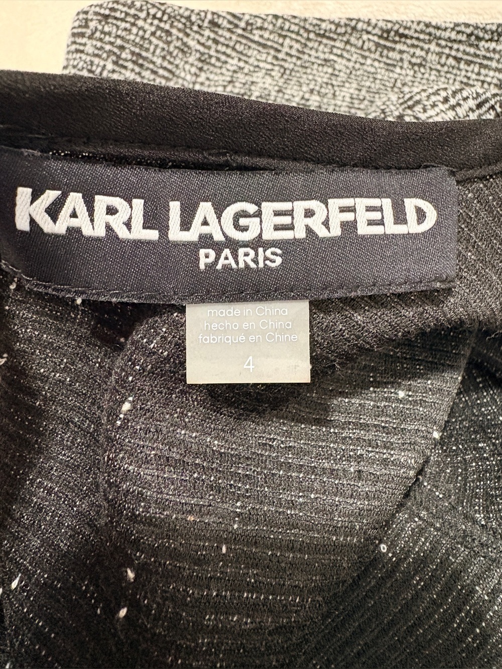Karl Lagerfeld Paris Tweed Knit Fit & Flare Dress Size 4 Bow Neck - Picture 6 of 13